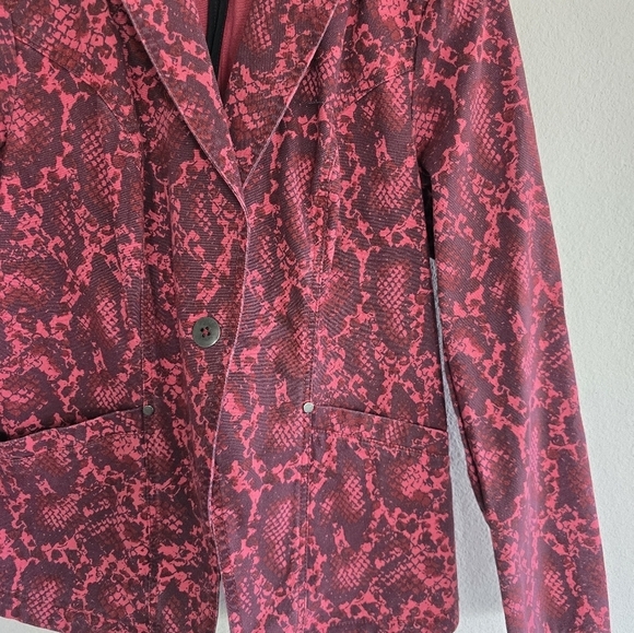 G.I.L.I. Blazer Jacket Women 10 Red Snake Animal Printed Stretch Canvas New - Picture 5 of 12